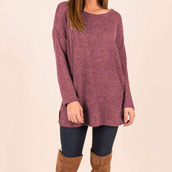 🆕⭐Plus sz Maroon red brushed sweater tunic - Picture 2 of 6
